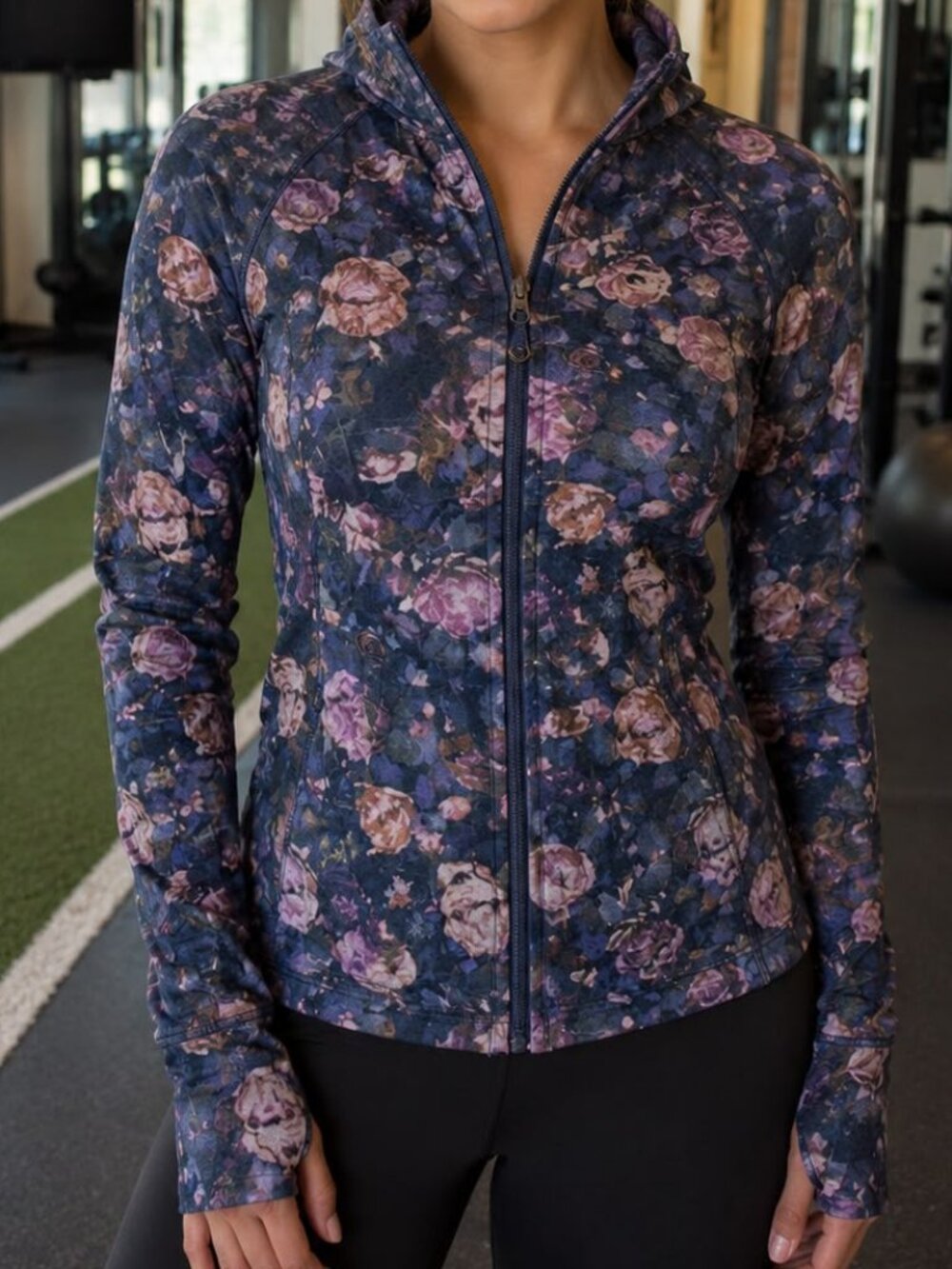 Lululemon Scuba Full Zip Hoodie Jacket Floral Print Size 6